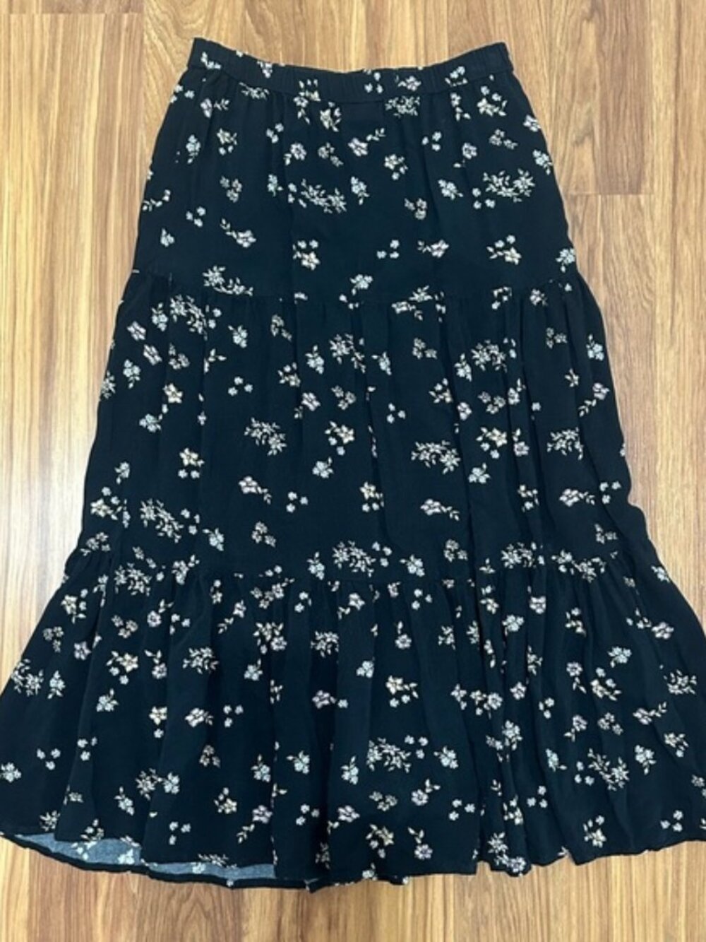 SO Black and White Tiered Midi Skirt